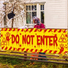 Halloween Clown Banner Outdoor, Do Not Enter Sign, Circus Decor