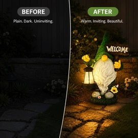 Solar Gnome Garden Statue for Outdoor Decor – Cute LED Figurine for Patio, Lawn & Pathway Lighting