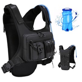 Criuage USA Original Patent Running Hydration Vest Backpack, Lightweight Chest Pack with 2.0L Water Bladder Bag Daypack for Hiking Running Cycling Race Marathon for Women Men (Black, Standard)