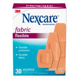 Nexcare Heavy Duty Flexible Fabric Adhesive Bandages, Assorted Sizes – Durable Breathable Woven Bandages for Knees & Elbows, 30 Count (Latex-Free)