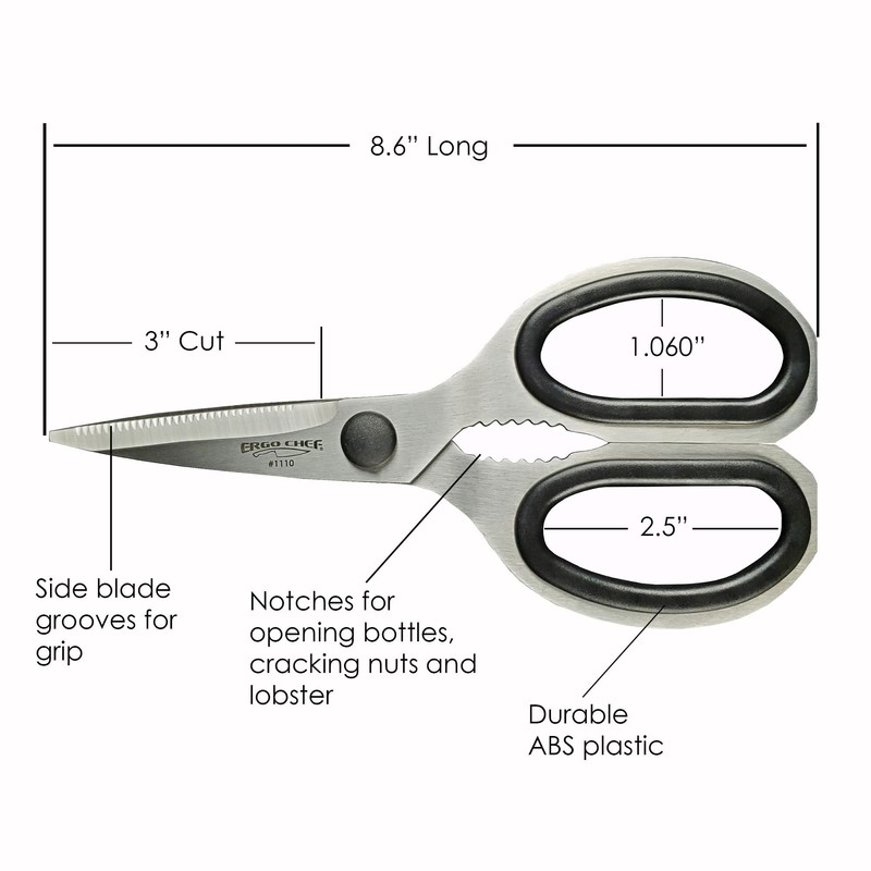 Ergo Chef All Purpose Kitchen Shears, Premium Heavy Duty Stainless-Steel