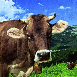 20 Napkins Cow in the Mountains / Animals / Animal Motif / Bavaria 33 x 33 cm
