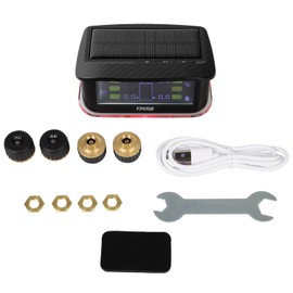 Ineedup Tire Pressure Monitoring System, TPMS with 4 External Sensors & 5 Alarm Modes, Solar Charge & USB, LCD Real-time Display, Auto Sleep Mode, 0-8Bar