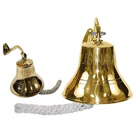 Solid Brass Traditional Ship Bell Wall Mounted Us Navy 6" Indoor/Outdoor Home Bars Rustic Vintage Home Decor Gifts