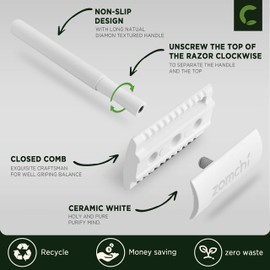 Double Edge Razor for Women Men Metal Razor with Exquisite Handle Eco Friendly Razor (White)