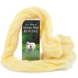 Desert Breeze Distributing Merino Wool Roving, Premium Combed Top, 1 oz, Color Yellow, 21.5 Micron, Perfect for Felting Projects, 100% Pure Wool, Made in The UK