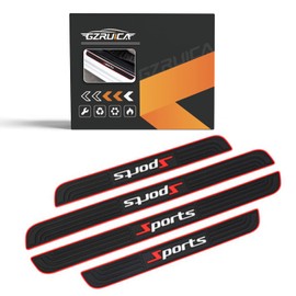 GZRUICA Door Sill Plate Protectors for Car - Universal Door Entry Guards Sill Scuff Cover Panel Step Protector, Welcome Pedal Protector Cover, Sports Pattern, 4pcs/Set