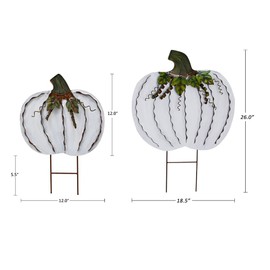 Morning View Fall Yard Decorations Outdoor Metal Pumpkin Garden Stakes Autumn Yard Signs Art Fall Yard Stake Pumpkin Lawn Ornaments for Patio Porch Thanksgiving Harvest 2 Set