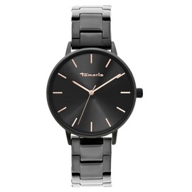 Tamaris Ladies Watch - Simple Round Watch for Women 36mm, Black / Link Bracelet, Black / Link Bracelet