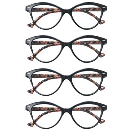 HEEYYOK Women Reading Glasses 4-Pack,Cateye Readers Glasses Small Face Comfort Spring Hinge 2.50