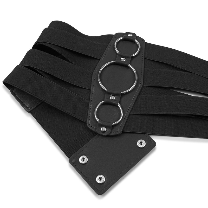 BlackButterfly 7 Inch Wide Grid Corset Elastic Waist Belt, black