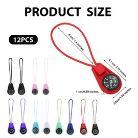 HARY Set di mini bussole per bambini, 12 pezzi, con portachiavi e cordino, multicolore, portatile, leggera, per bambini, escursionisti e campeggiatori