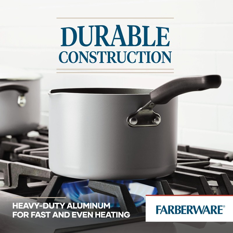Farberware Cookstart DiamondMax Nonstick Straining Saucepan, Dishwasher Safe, 3 Quart,