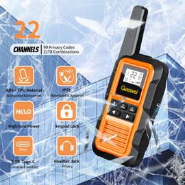 Gaswei G2pro Walkie Talkies Long Range for Adults, Waterproof, Shock Resistant & Rechargeable Two-Way Radio with VOX 2 Pack(Orange)