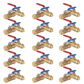 GUOFIS 1/2 Inch Ball Valve,Pushfit Shut-off Valve for Hot and Cold Water,Push to Connect Ball Valve with Disconnect Clip(Blue&Red,Pack of 30)