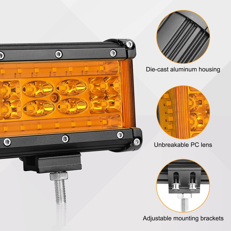 Auto Power Plus Amber LED Pod Lights Side Shooter 2pcs