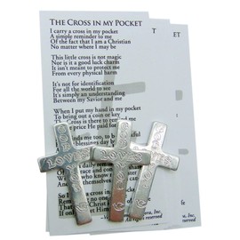 Westmon Works God Loves You Metal Cross Pocket Size Christian Faith Reminder with Holy Prayer Cards, Set of 10