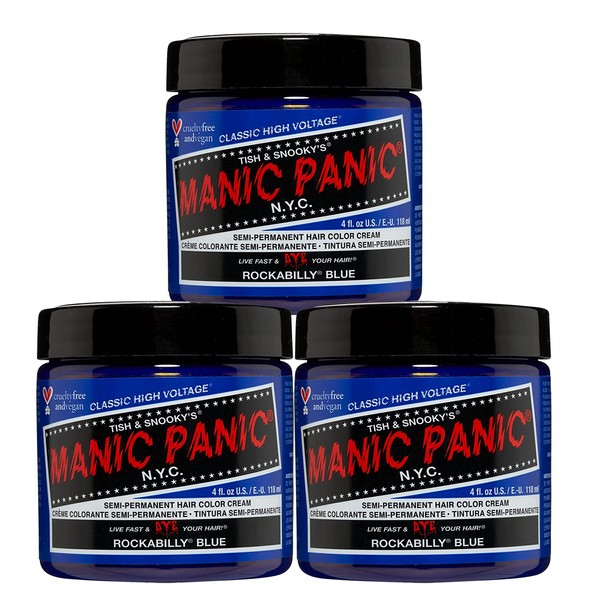 MANIC PANIC Rockabilly Blue Hair Dye 3 Pack
