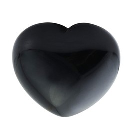 Lovionus89 Natural Black Obsidian Heart Love Hand Carved Palm Tree Stones Chakra Energy Crystal Healing Stone Decoration, 45 mm