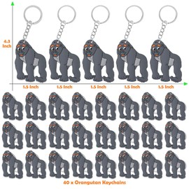 CiciBear 40 Pack Gorilla Keychains Party Decoration for Guests, Wild Animal Themed Party, Jungle Safari Baby Shower, School Party, Zoo Kids Birthday