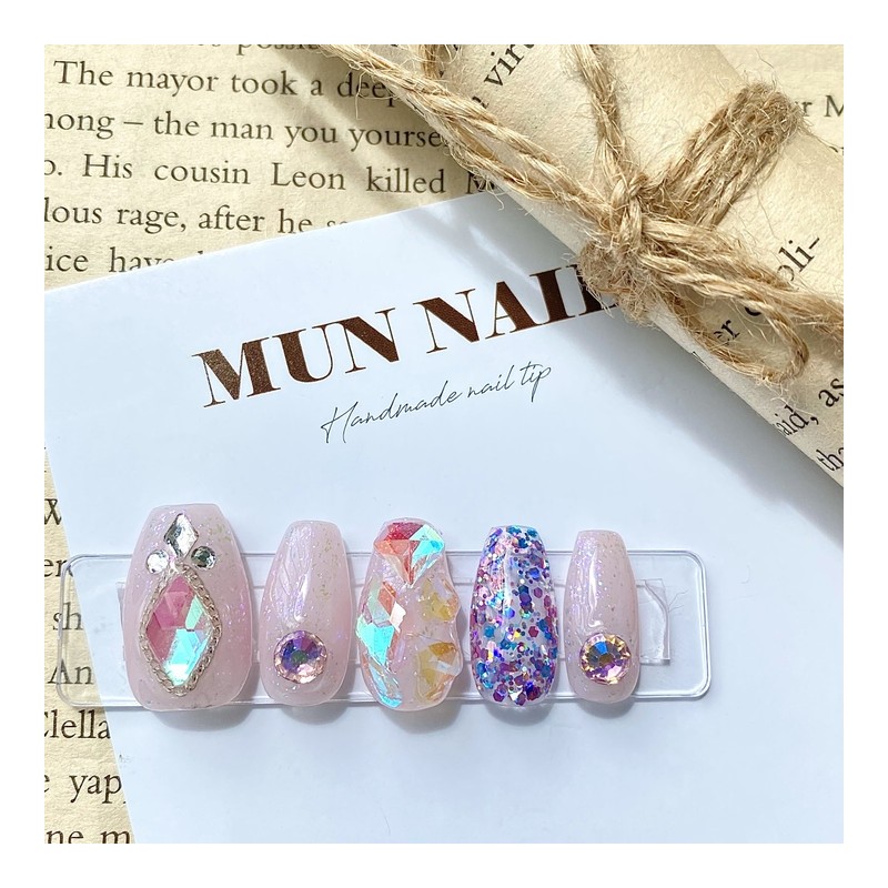 Pink Ice Nail Tips - Ballerina / 핑크얼음 네일팁 -