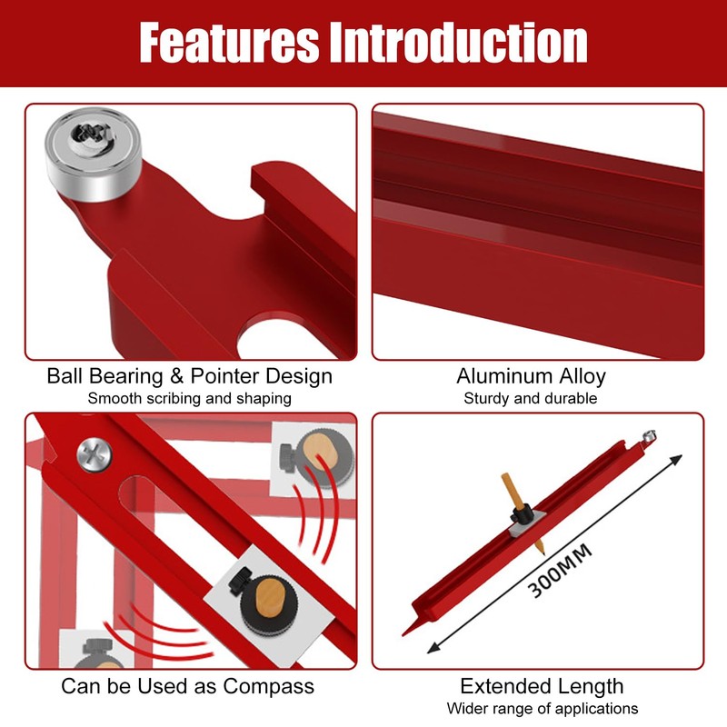 IMeanTop Precise Contour Scribe Tool with Lock for Pencil Aluminum