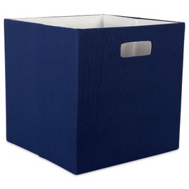 DII Hard Sided Collapsible Fabric Storage Container for Nursery, Offices, & Home Organization, (13x13x13")-Solid Nautical Blue