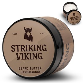 Striking Viking Beard Butter Soft Balm - 113 g, Pack of 1, Sandalwood - Balanced Hold & Beard Wax Texture - Nourishing Conditioner & Facial Hair Softener - Versatile Grooming Aid & Facial Hair Balm
