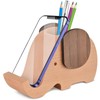 AhfuLife Wooden Elephant Cell Phone Holder/Stand with Pen&Pencil Holder/Pot, Desk