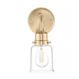 LUTEMA Lámpara Para Pared De Baño | Aplique De Luz | Luz Para Baño/Luz De Tocador | Acabado De Latón/Metal | 14,75 Pulgadas | 1 Luz | Iluminación Para Espejo | 120 Voltios | Diseño De Vidrio