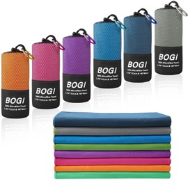 BOGI Microfiber Travel Sports Towel-Quick Dry, Soft Lightweight, Absorbent, Compact for Camping, Gym, Yoga, Swimming, Backpacking (XL:72''x32''+16''x16''-Grey)
