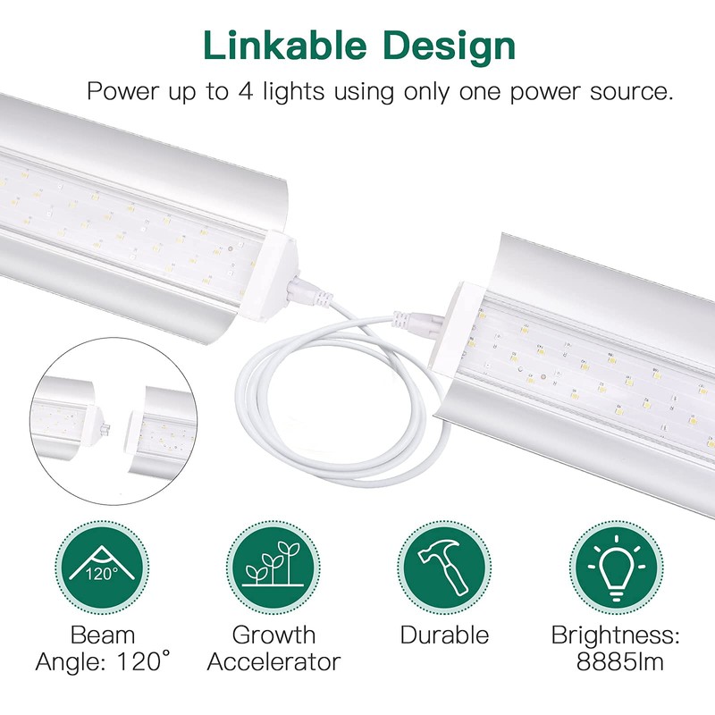 SZHLUX Grow Light 4FT 140W (2×70W, 800W Equivalent) Super Bright