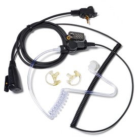 UAYESOK Security Radio Earpiece with PTT Mic For Motorola MTP850 MTH800 MTH650 MTH500 MTH600 MTH850 MTS850 Tetra Radio Walkie Talkie Headset 1 Pin with Covert Air Acoustic Tube & Soft Earmold Earbuds