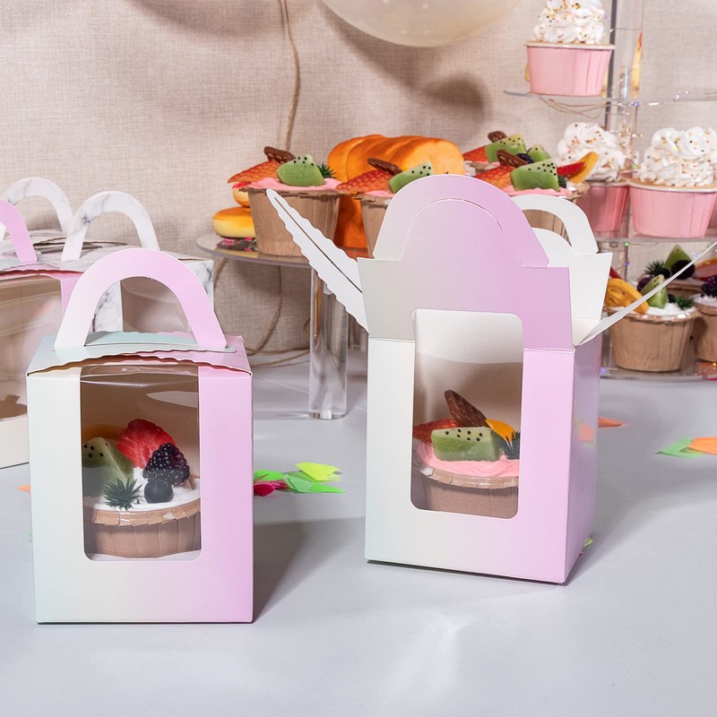 Roponan 30 Pieces Single Cupcake Boxes, Paper Bakery Boxes, Individual