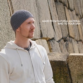 CHARM Cotton Skull Cap for Men - Crochet Kufi Hat Mens Beanie Prayer Hat Knit Soft Sensitive Skin Chemo Khaki L