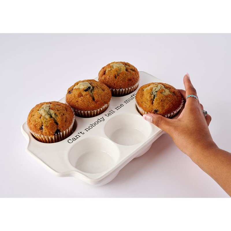 Mud Pie Circa Muffin Tray and Spatula Set, White, 12"