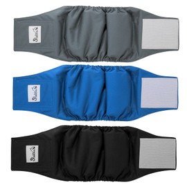 SlowTon Dog Nappies for Males, Pack of 3 Washable Reusable Male Nappy Panties for Dogs Heat and Incontinence, Highly Absorbent Male Bandage with Strong and Flexible Fasteners