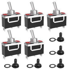 SCOOYUCK Pack of 5 Toggle Switches, 12 V 24 V 125 V 230 V (3-250 V) SPDT ON ON 3 Pin Switch, Rocker Switch with Waterproof Cap, for Cars, Trucks, Boats, Ships