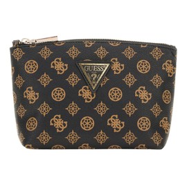 GUESS Wilder Large Top Zip Cosmetic Bag Brown, brown