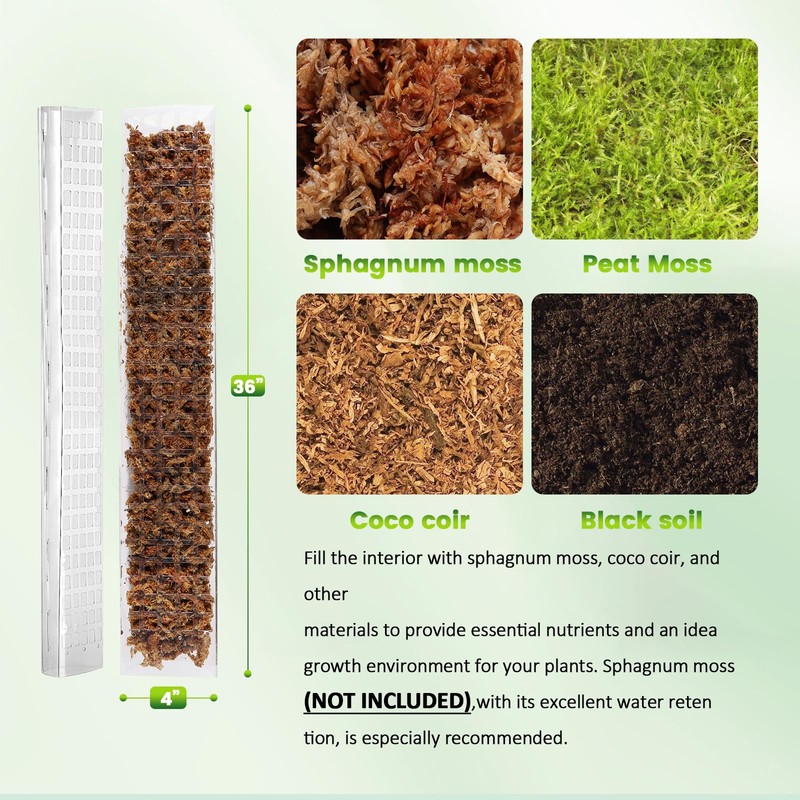 EOX 2 Pcs 36 Inch Plastic Moss Pole for Monstera,