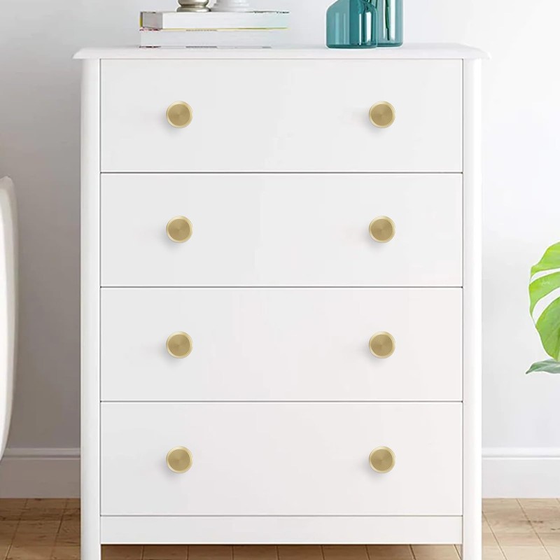 POVEFONK 10 Pack Brushed Brass Kitchen Cabinet Knobs Knurled Cabinet