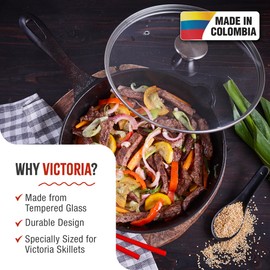 9.5-Inch Glass Lid for Victoria Round 10-Inch Cast Iron Skillet or Pan, Custom Made for Only Victoria Brand, Internal Diameter 9.5-Inch, External Diamter 10 Inch