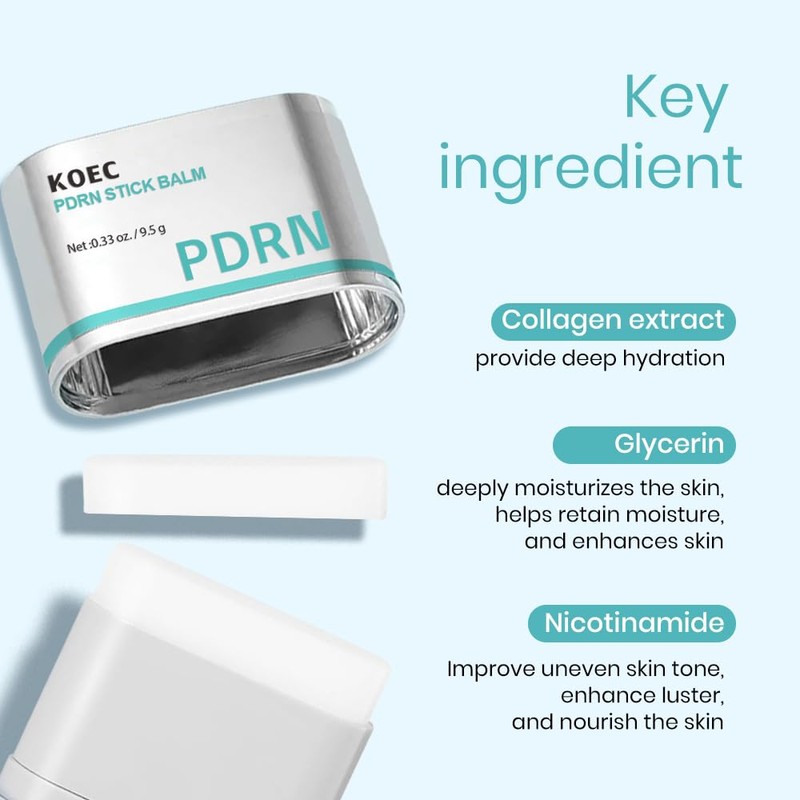 KOEC PDRN Essence Stick Balm,Collagen All-in-One Moisturing Multi Stick for