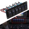 6 Gang Rocker Switch Panel Overcurrent Protection LED Blue Backlit