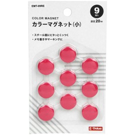 E-Value EMT-09RE Color Magnets, Small, 0.8 inches (20 mm), 9 Pieces, Red