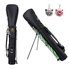 LONGCHAO Sunday Golf Bag with Stand, Golf Carry Bag with Travel Shoulder, Large Capacity Organizer Lightweight Golf Bag for Men Women (Black)