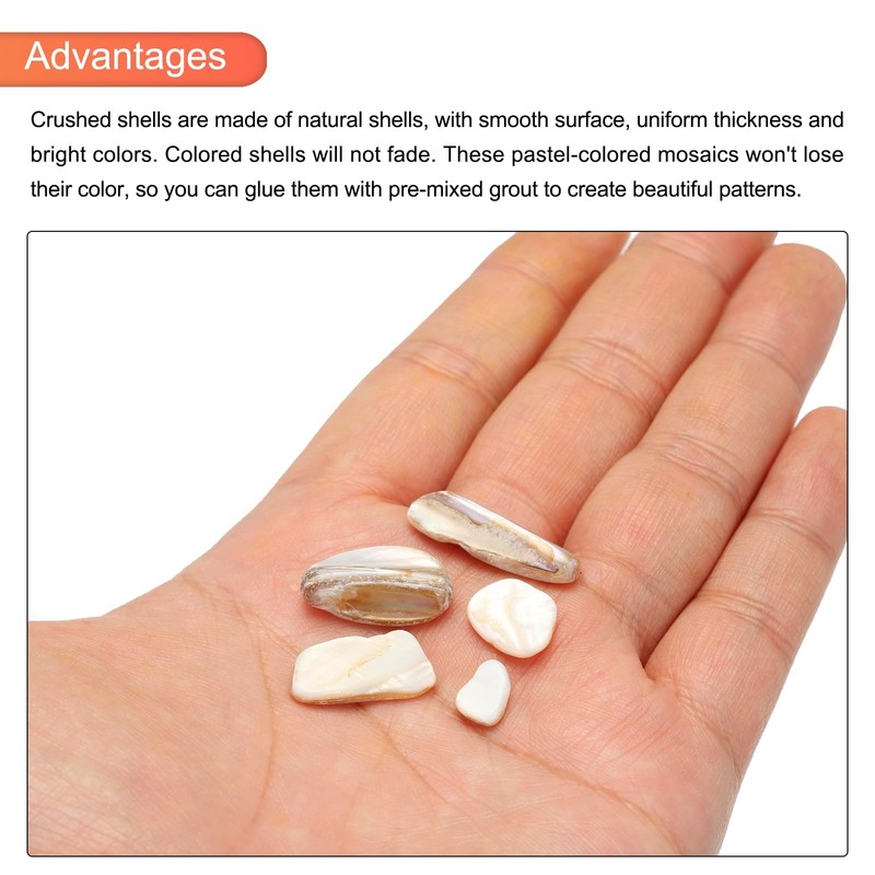 sourcing map 500g Shredded Shells, Irregular Natural Mosaic Shell Fragments