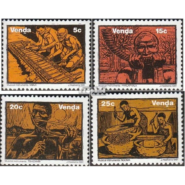 South Africa - Venda 50-53 (complete.issue.) FDC 1981 Musical Instruments