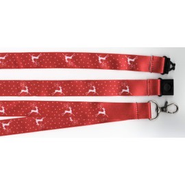 1 x Prancing Reindeer Red Fun Christmas Festive Printed Neck Strap ID Breakaway Safety Lanyard: Free UK P&P