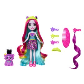 Enchantimals Sunshine Beach HTJ69 Panther Doll and Animal Lover with Deluxe Hair for Styling and Accessories Animal Toy Colorful Fashion